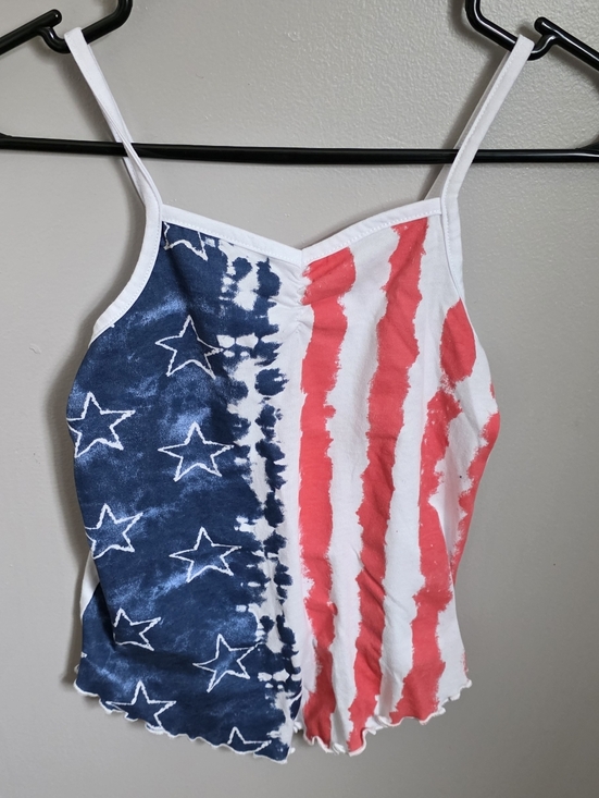 SO Other - SO Patriotic Stars & Stripes Lettuce-Edge Cami Tank - Girl's M